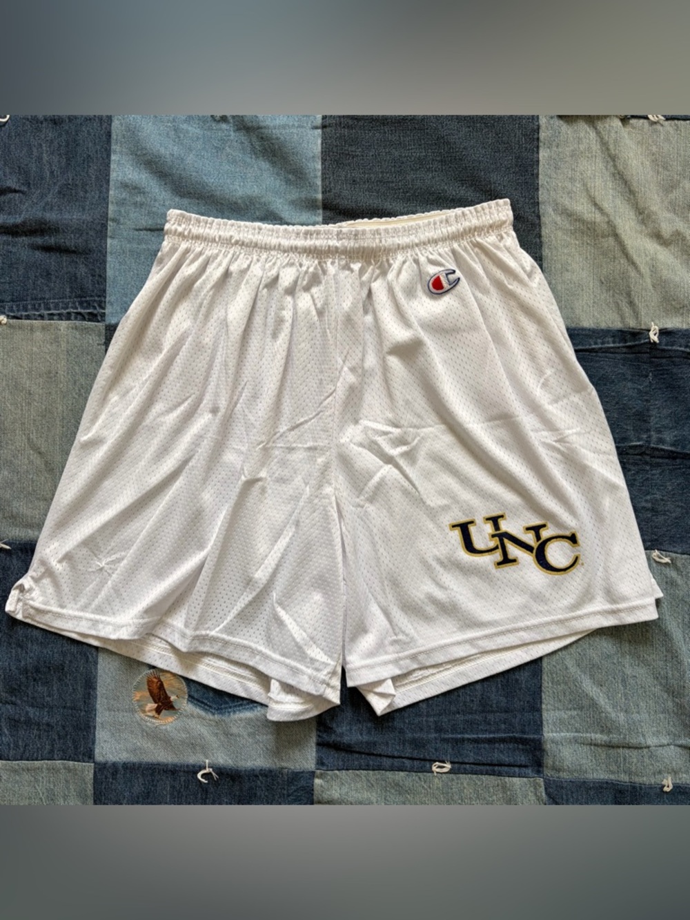 Vintage Champion University Northern Colorado White Gym Mesh Shorts USA Made